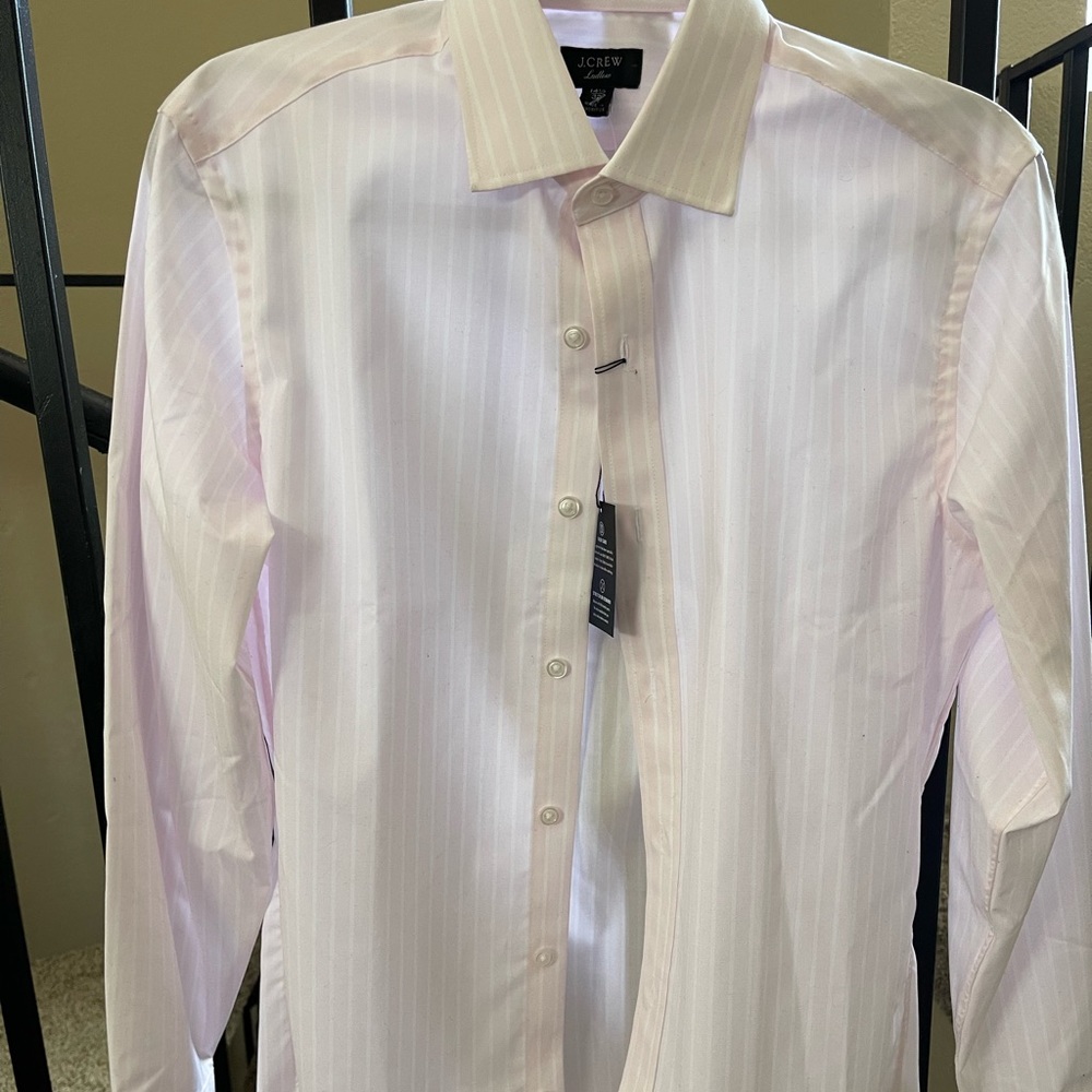 J. Crew. Pink & White Button Down Stripe. (NEW)